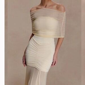 Meshki Slinky And Mesh Maxi Dress - Ivory